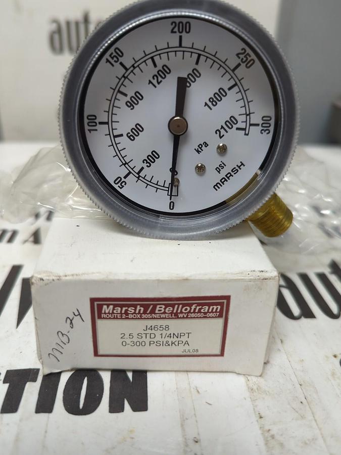 MARSH BELLOFRAM,J4658,SEVERE SERVICE GAUGE 2.5 STD 1/4 INCH NPT NOS