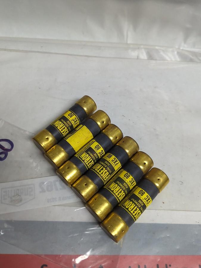Used COOPER BUSSMANN,FXC-80,FUSETRON 80 AMP FUSE LOT OF 6 PRE-OWNED