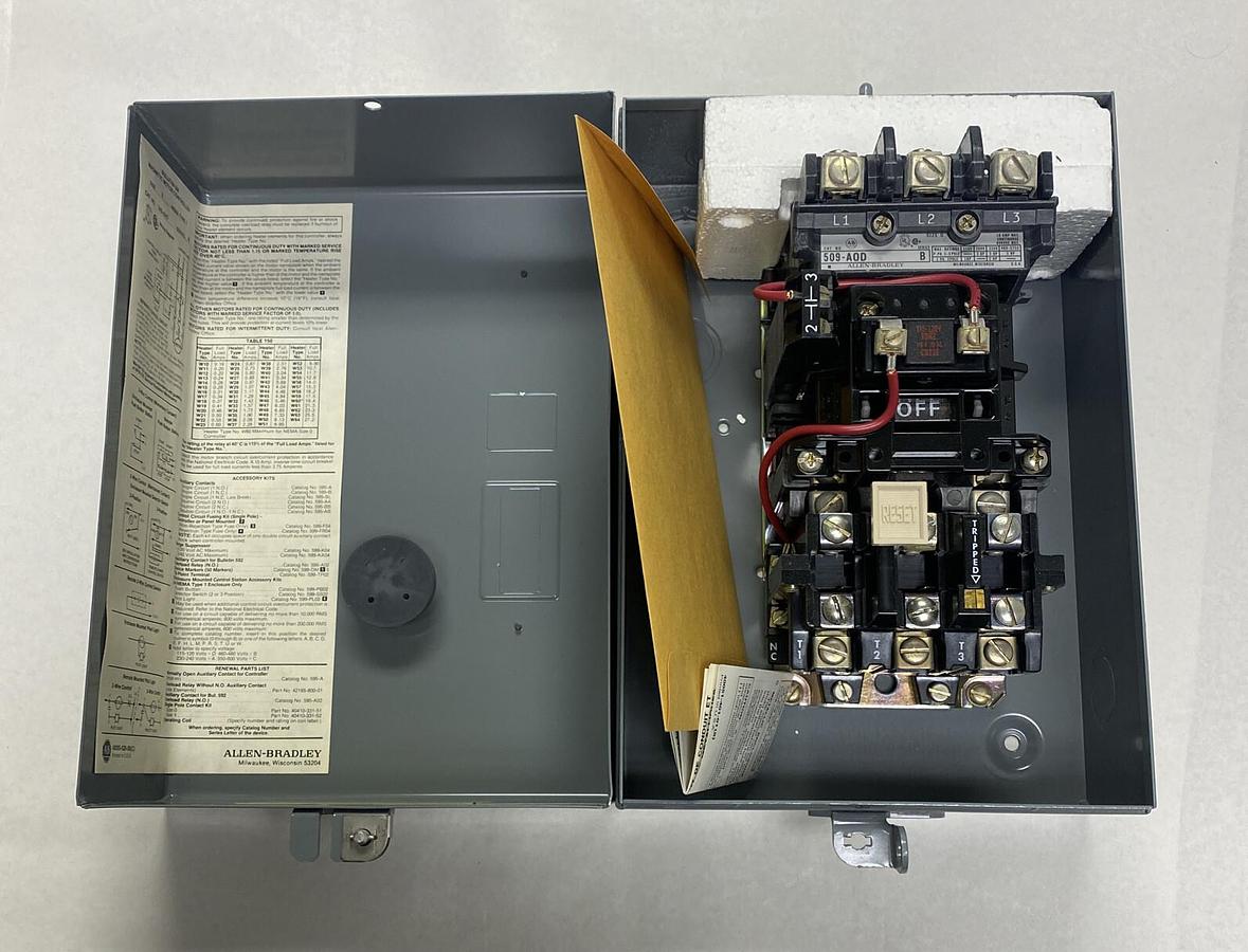 ALLEN BRADLEY,509-AAD,SER B SIZE 0 FULL VOLTAGE NON-REVERSING STARTER NEW NO BOX
