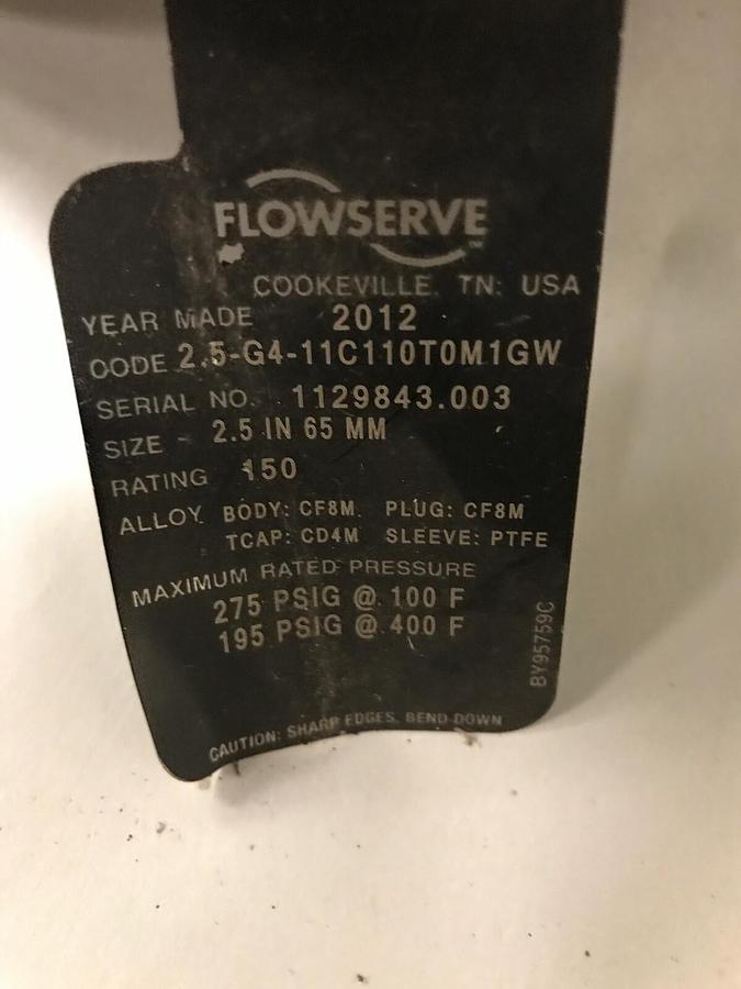 Durco Flowserve,2.5-G4-11C110T0M1GW, Sleeveline Valve 2-1/2 IN NPT Series G4