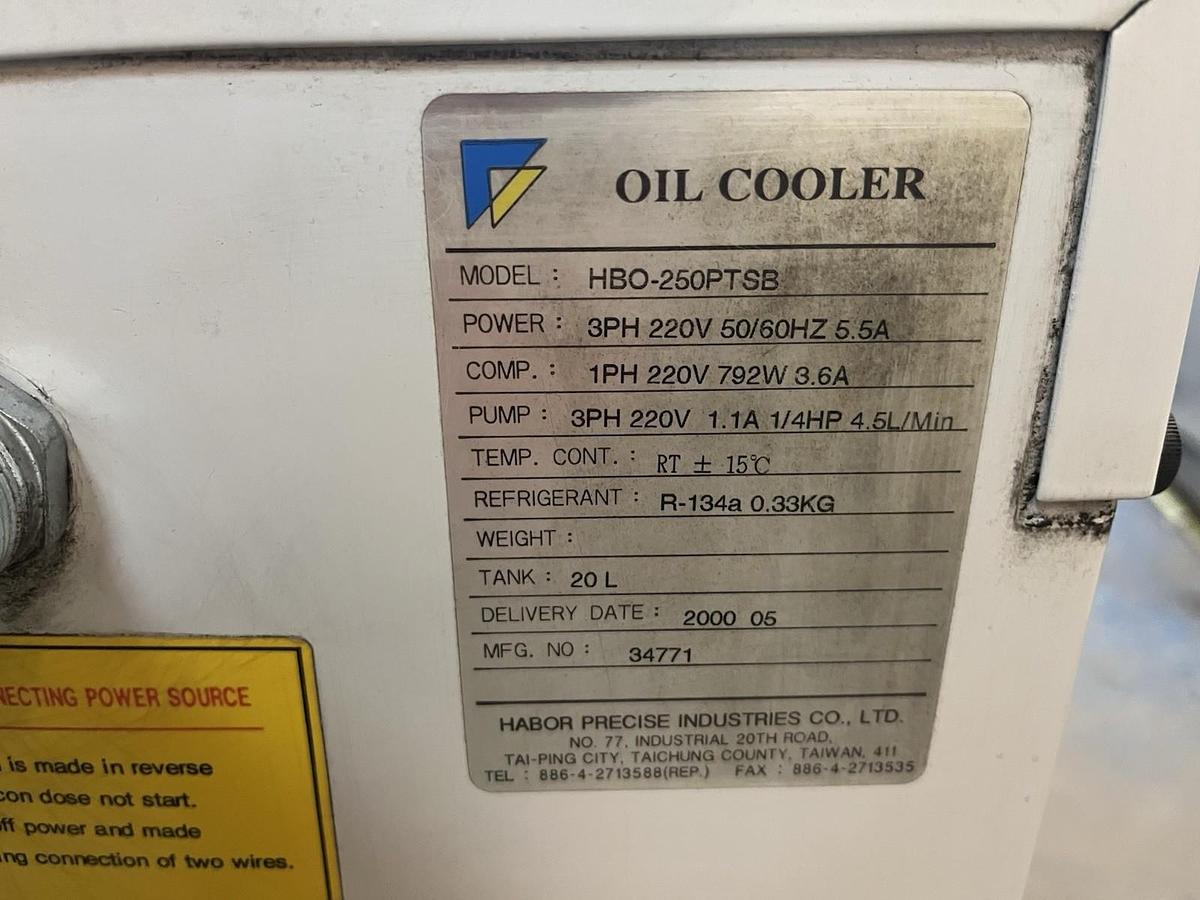 Used HABOR,HBO-250PTSB,OIL COOLER CHILLER 3PH 220V 4000BTU R-134A