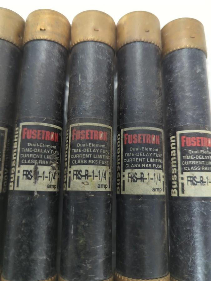 Used COOPER BUSSMANN,FRS-R-1-1/4,FUSETRON 1-1/4 AMP FUSE LOT OF 5 PRE-OWNED