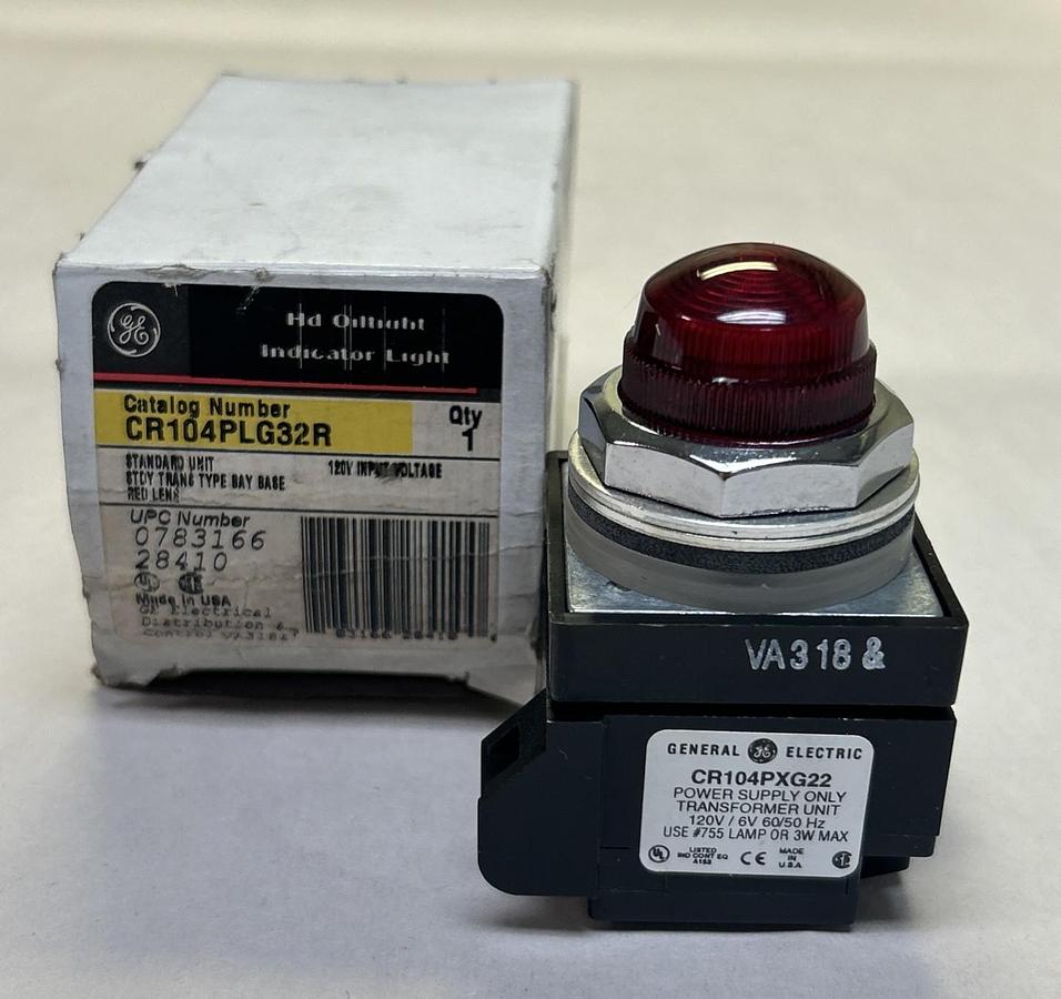 GENERAL ELECTRIC,CR104PLG32R,RED INDICATOR LIGHT NOS