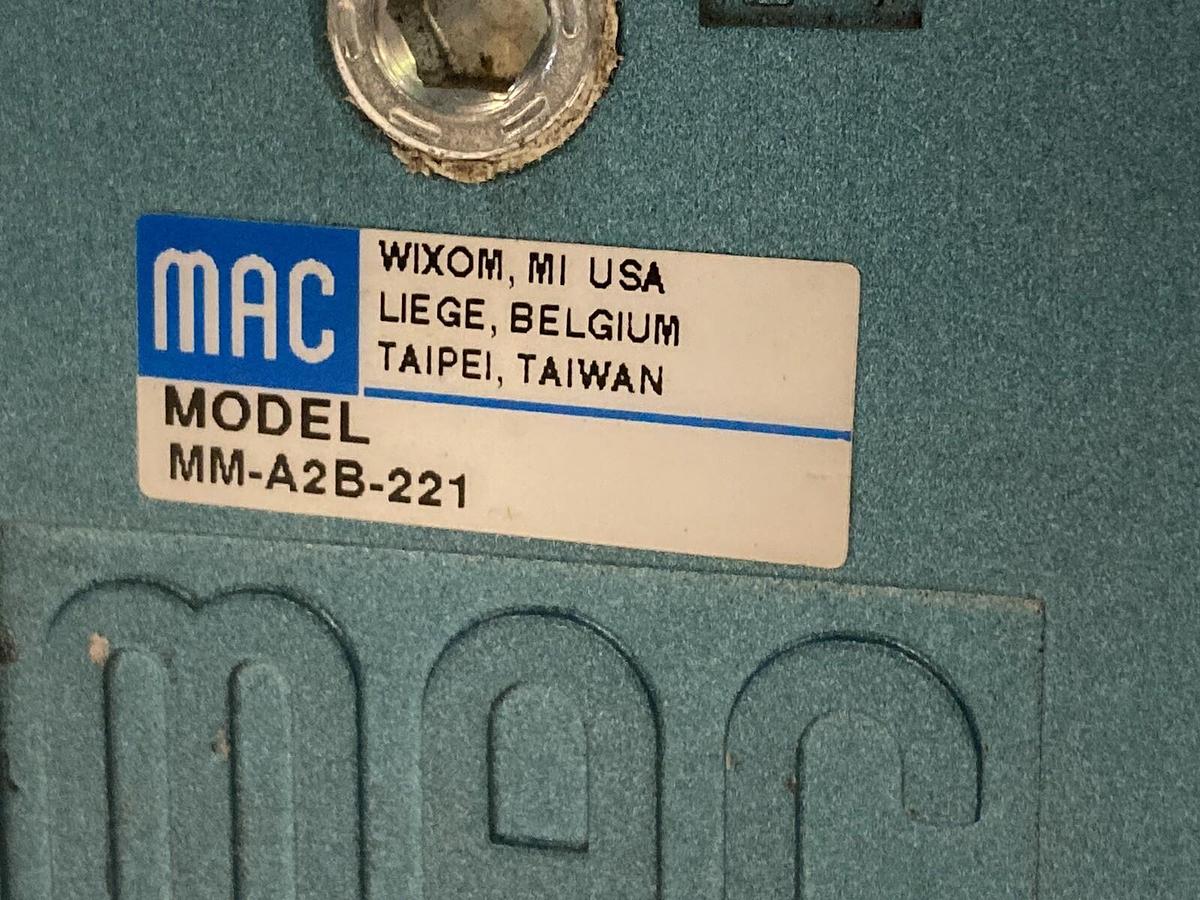 Used MAC Valves,MV-A2B-A211-PM-591JC,Solenoid Valve w/MM-A2B-221 & PME-591JC
