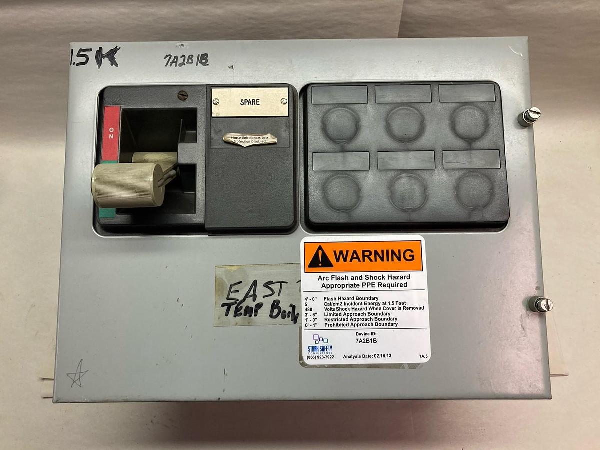 Used Cutler Hammer,30 Amps,12 INCH MCC Disconnect FUSED Feeder Bucket 60Hz 480V