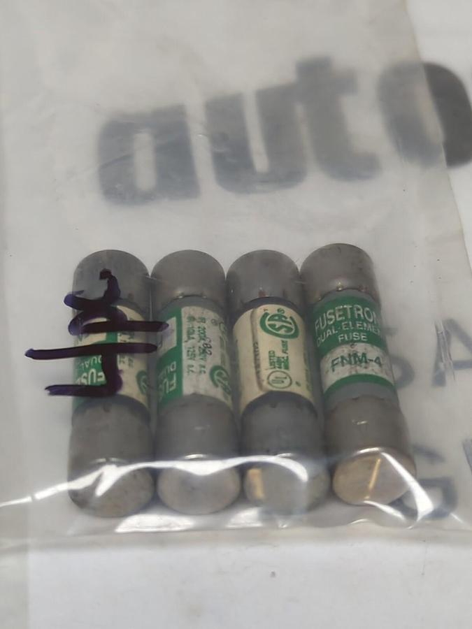 COOPER BUSSMANN,FNM-4,FUSETRON 4 AMP FUSE LOT OF 4 NOS