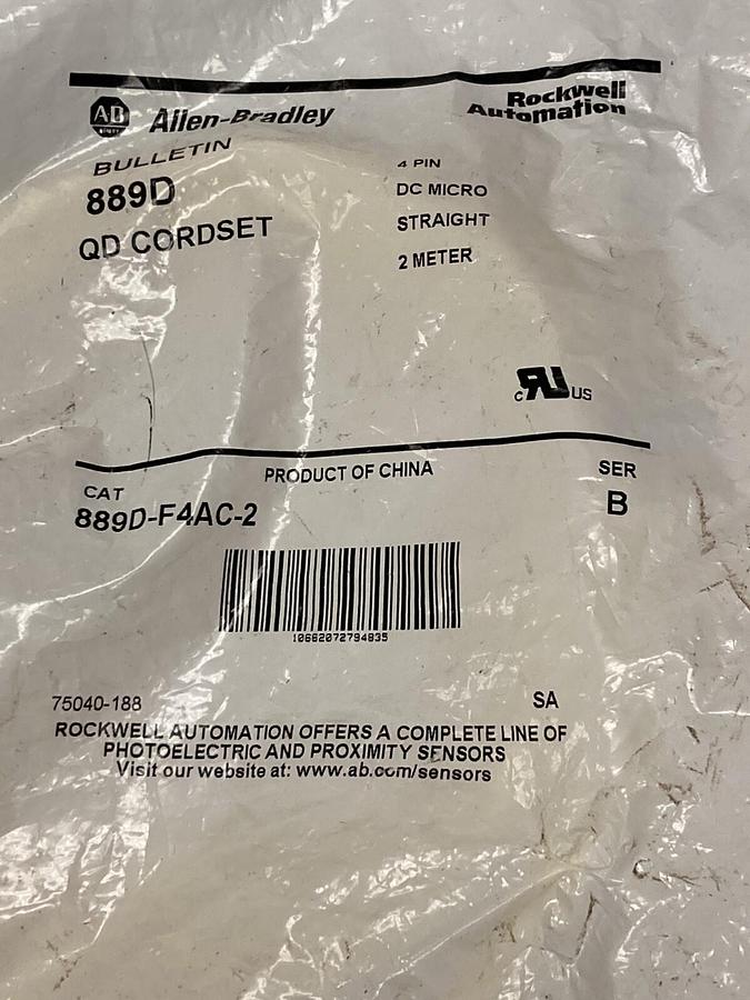Allen Bradley,889D-F4AC-2 QD,Cordset Ser B 4 Pin