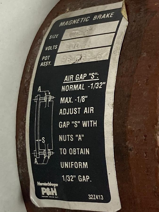 Used P&H Harnischfeger Crane Size,CD-2,Magnetic Brake 100V Pot Assembly 981E69-6