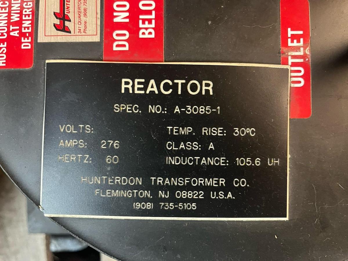 Used Hunterdon,A-3085,Induction Reactor Choke Amps 276 60Hz 105.6 UH