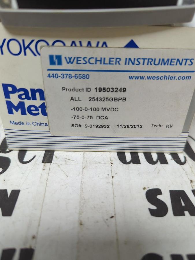WESCHLER,19503249 ALL 254325GBPB-100-0-100MVDC-75-0-75DCA,PANEL METER NOS