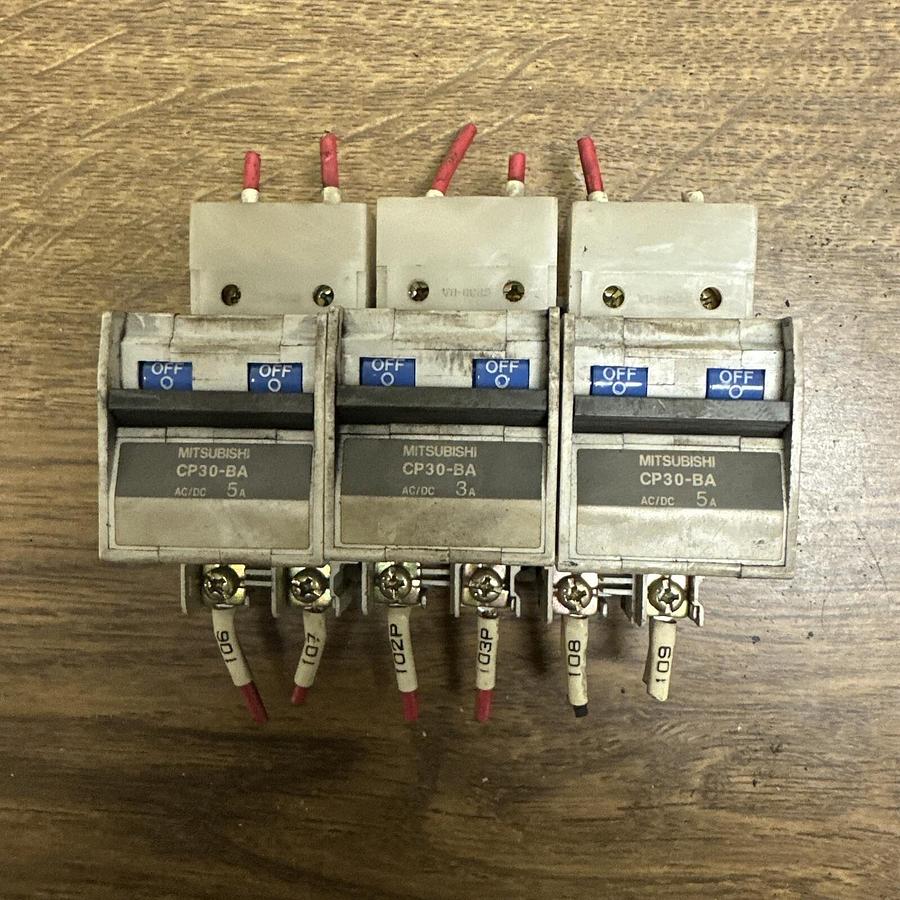 Used Mitsubishi,CP30-BA,5Amp Circuit Breaker 2 Pole LOT of 3