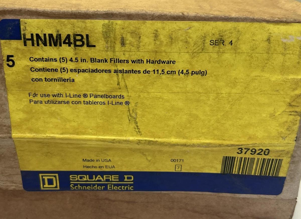 Used SQUARE D,HNM4BL,BLANK FILLERS WITH HARDWARE NEW