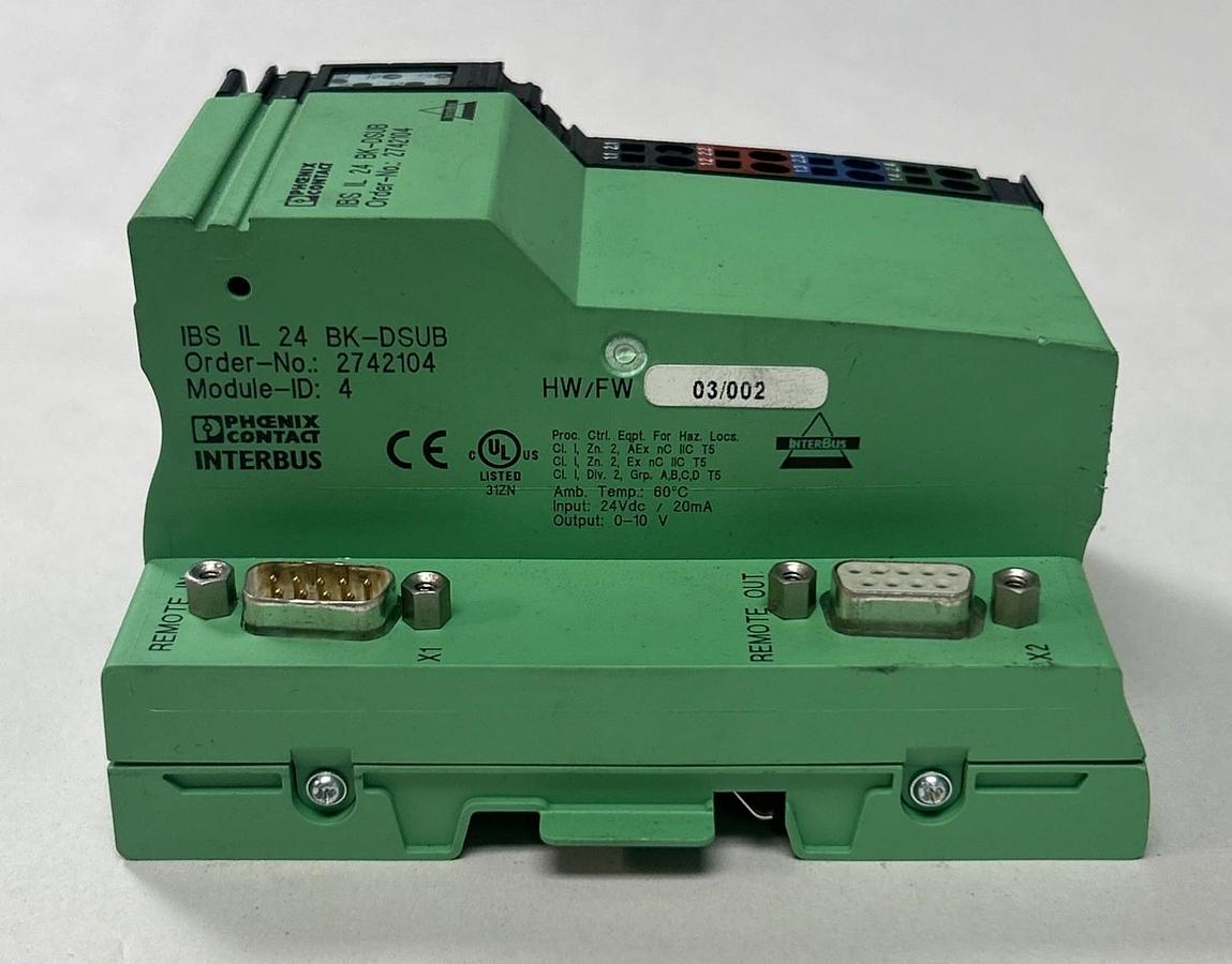 Used PHOENIX CONTACT,IBS-IL-24-BK-DSUB,INTERBUS BUS COUPLER