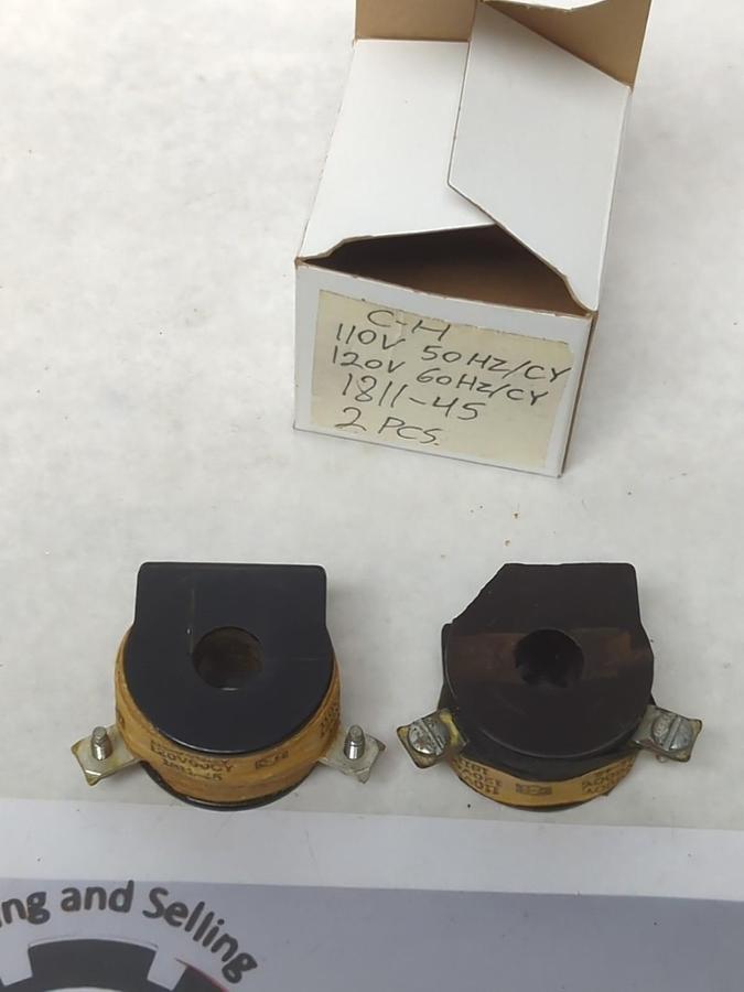 Used CUTLER-HAMMER,1811-45,COIL 110V 50HZ/CY 12OV 60HZ/CY LOT OF 2 PRE-OWNED