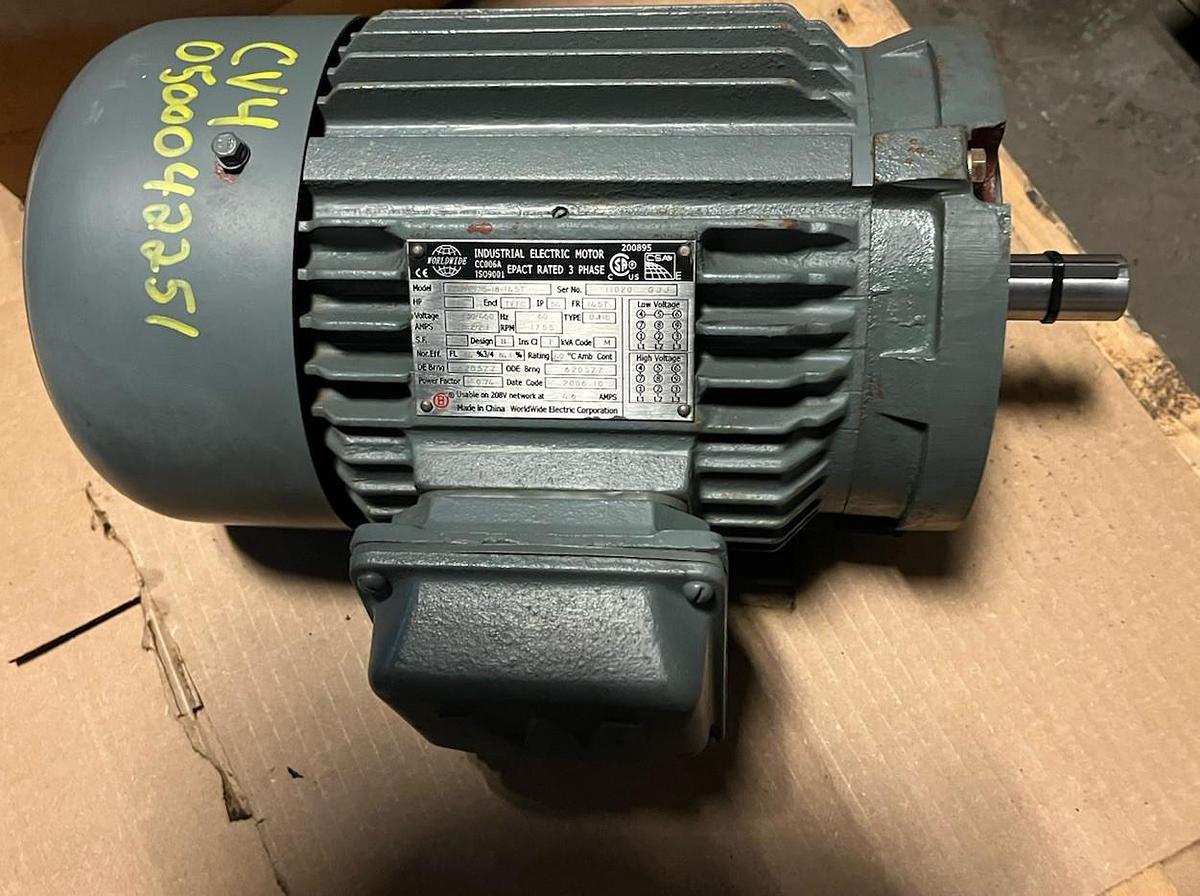 WORLDWIDE,WWE1.5-18-145T,EPACT RATED ELECTRIC MOTOR 3PH 1.5HP 1755RPM 145T