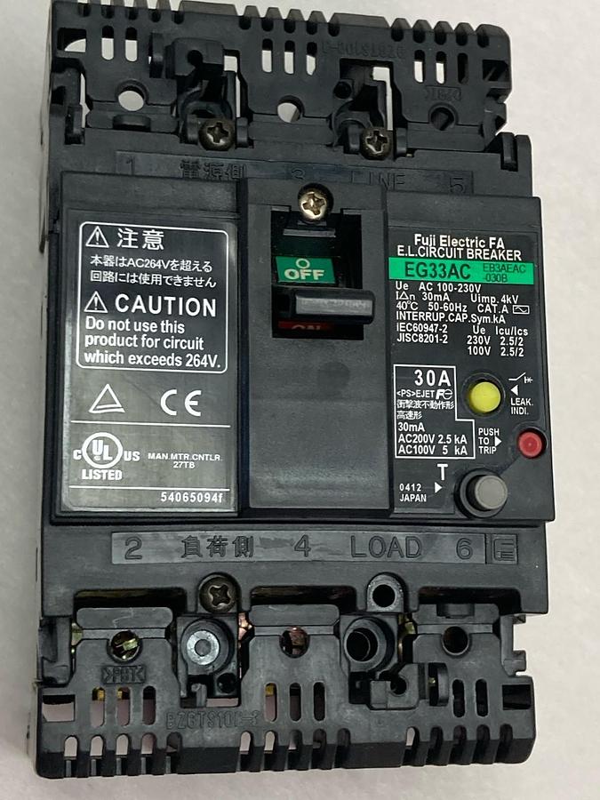 Fuji Electric,EG33AC,Circuit Breaker 50-60Hz 30A 4kV