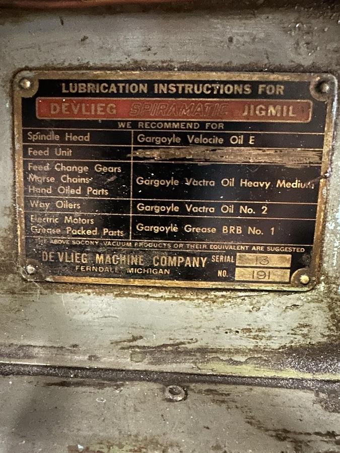 Used Devlieg,4B-60 Jig Mill,36"x60" Table 21-1000 RPM Spindle w/Tooling