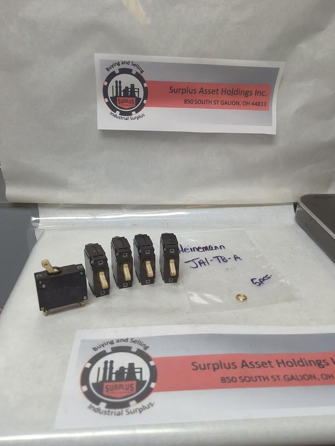 Used HEINEMANN,JA1-T8-A,CIRCUIT BREAKER 20 AMP LOT OF 5 PRE-OWNED