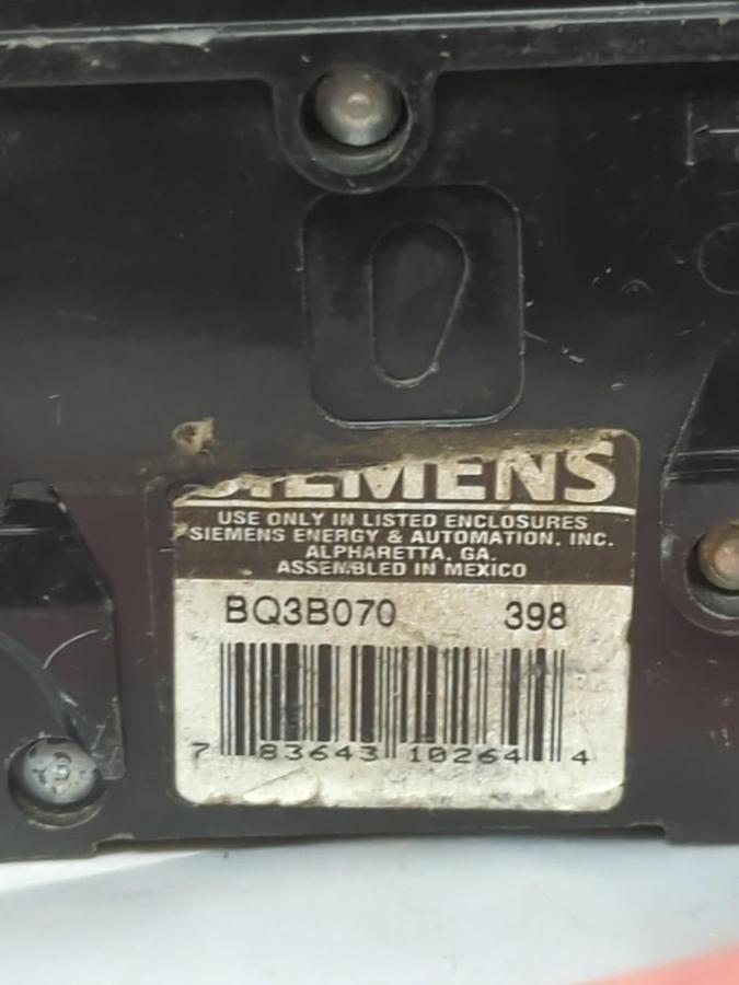 Used SIEMENS,QB3B070,CIRCUIT BREAKER 3-POLE 70 AMP LOT OF 2 PRE-OWNED