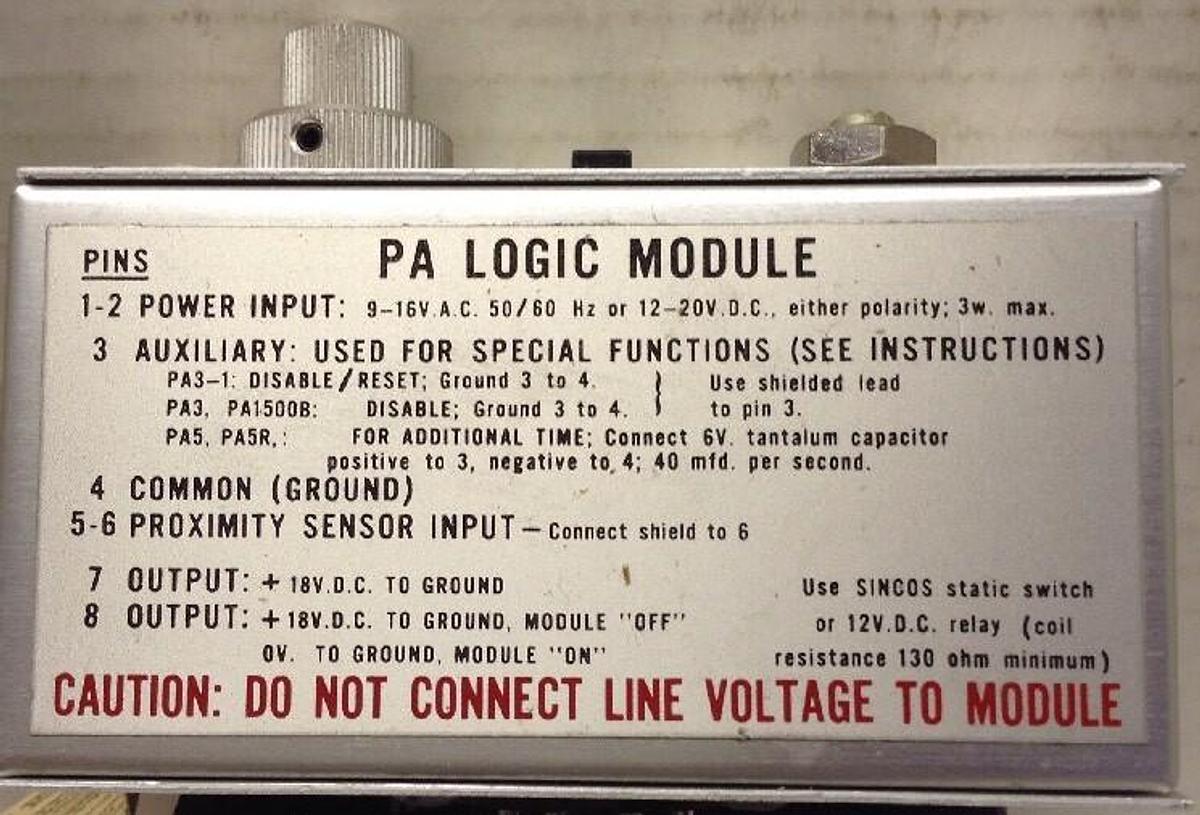 Honeywell,PA5,Logic Module Micro Switch Proximity Amplifier 15V