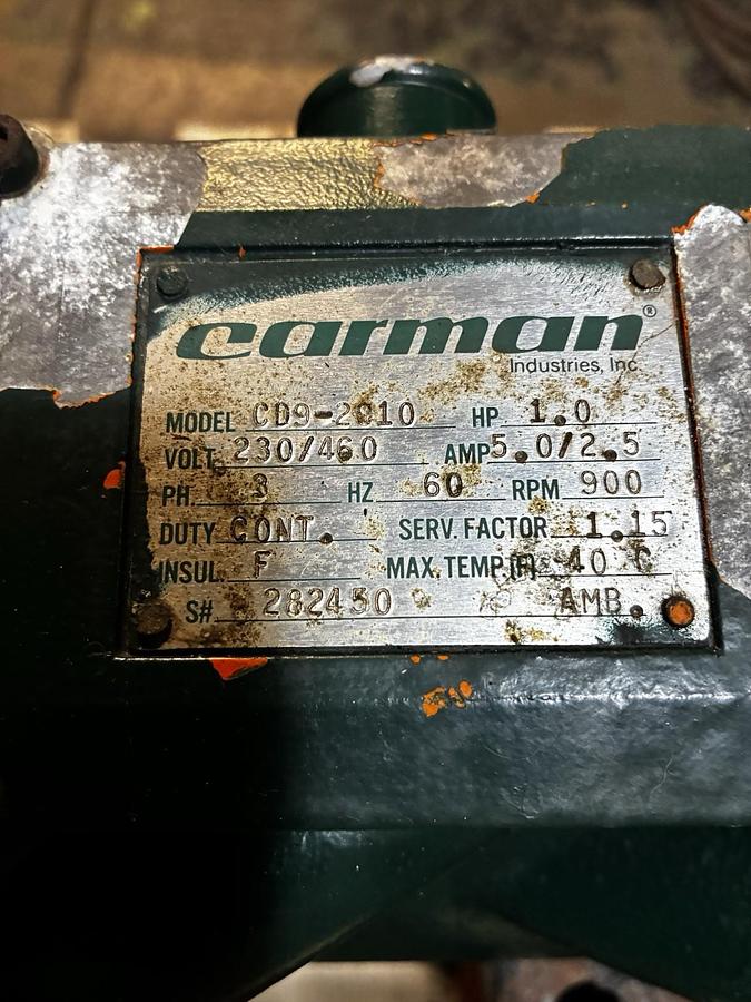 Used CARMAN,CD9-2910,ELECTRIC VIBRATOR MOTOR 3PH 1HP 900RPM