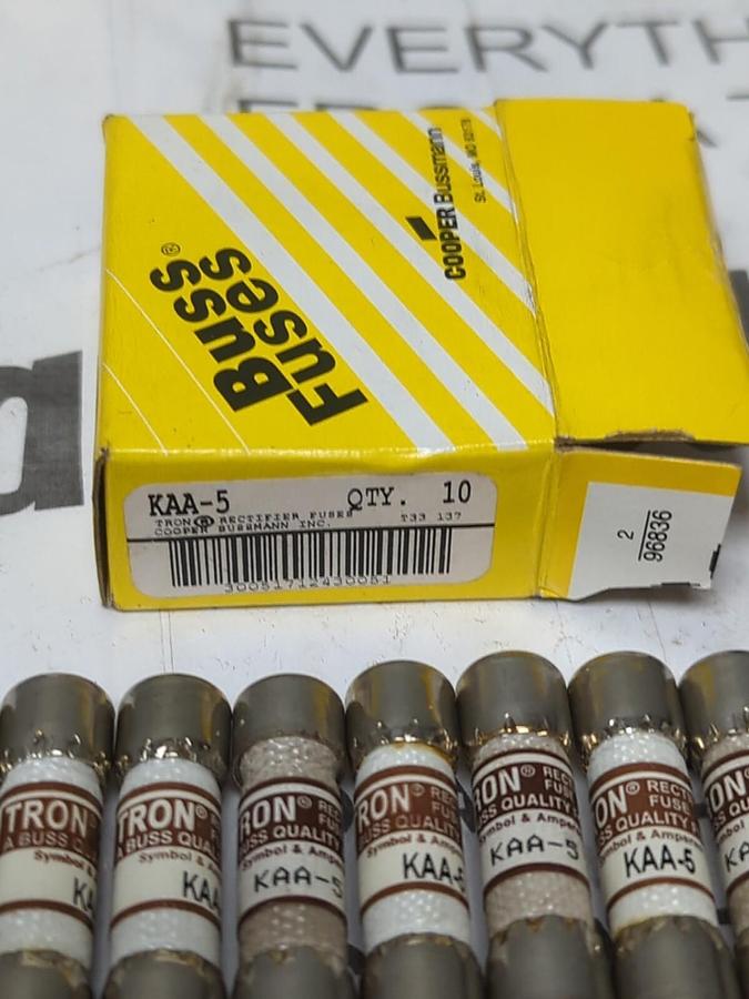COOPER BUSSMANN,KAA-5,TRON 5 AMP FUSES BOX OF 10 NEW