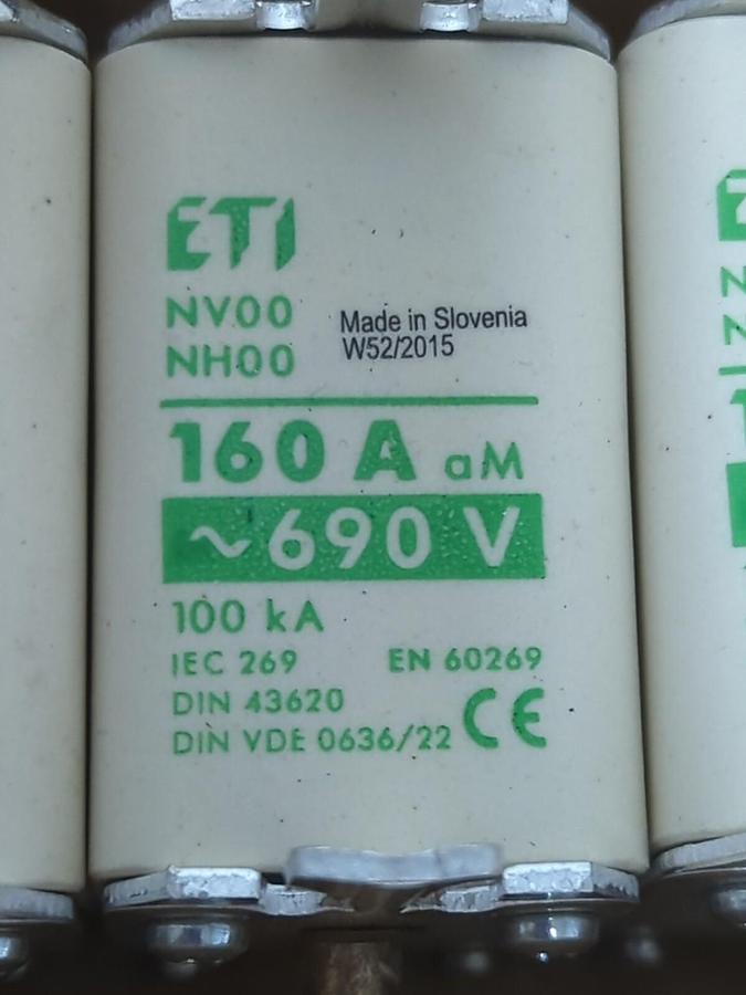 ETI,NV00 NH00,FUSES 160 AMP 690 VOLT BOX OF 3 NOS
