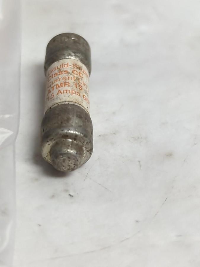 Used GOULD SHAWMUT,ATMR15,CLASS CC 15 AMP FUSE LOT OF 6 PRE-OWNED