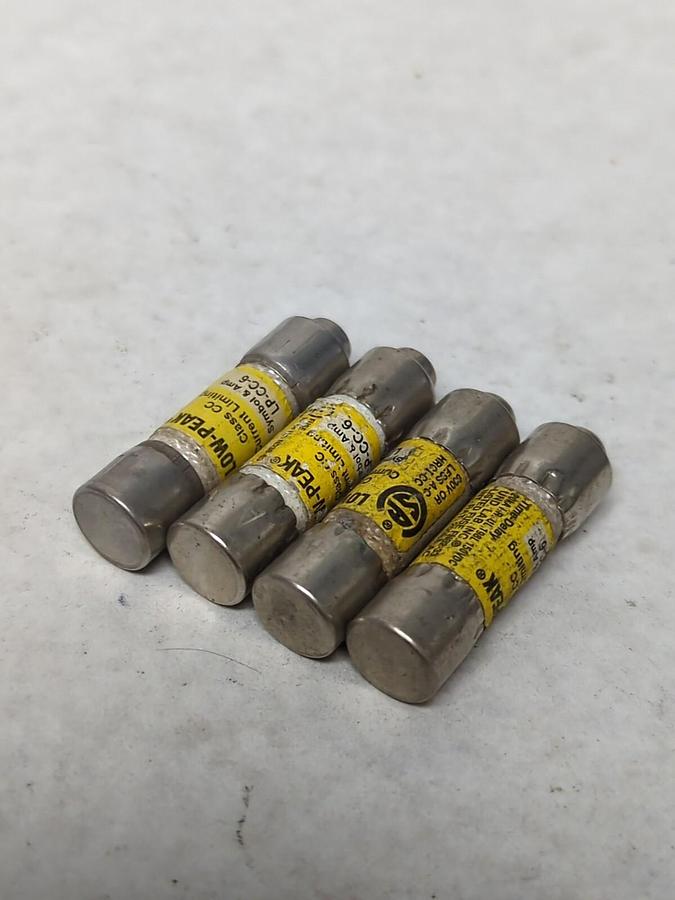 Used COOPER BUSSMANN,LP-CC-6,LOW-PEAK 6 AMP FUSE LOT OF 4 PRE-OWNED