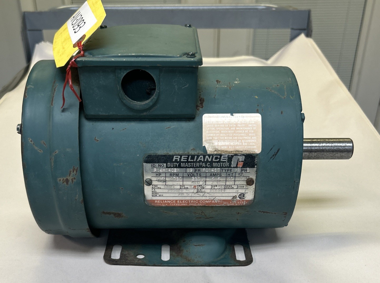 Used RELIANCE,P14H1402M,AC MOTOR 1.5HP 230/460V 1730RPM 3PH FC145T FRAME