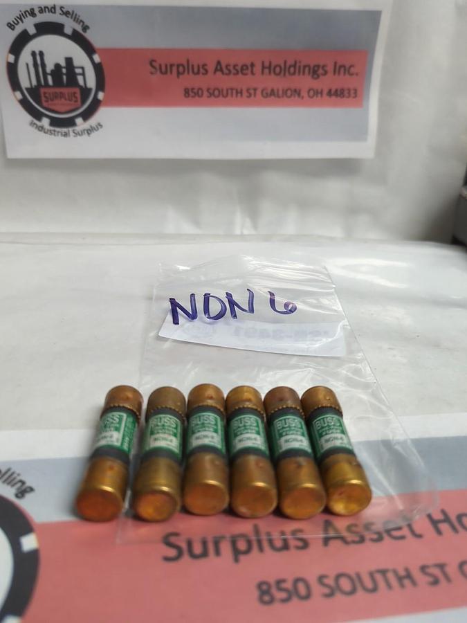 Used COOPER BUSSMANN,NON6,ONE TIME 6 AMP FUSE LOT OF 6 PRE-OWNED