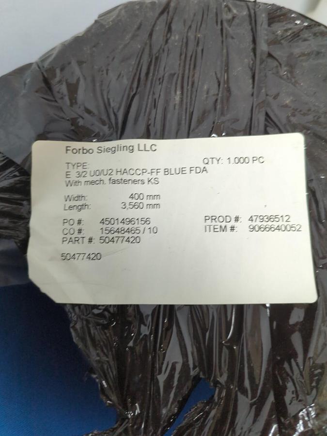 FORBO SIEGLING,50477420,TYPE E 3/2 U0/U2 HACCP-FF BLUE BELT 400X3560 MM NOS