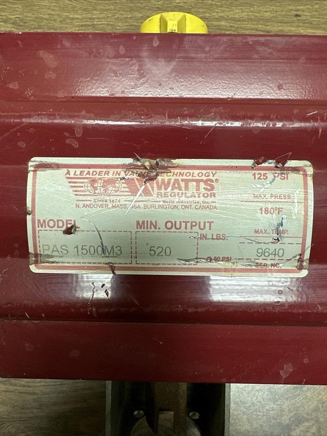 Used Watts Regulator,PAS1500M3,Pneumatic Valve