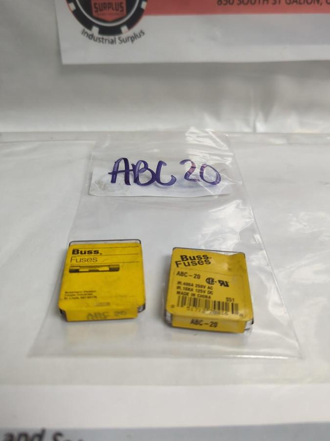 COOPER BUSSMANN,ABC-20,20 AMP FUSE LOT OF 4 NOS