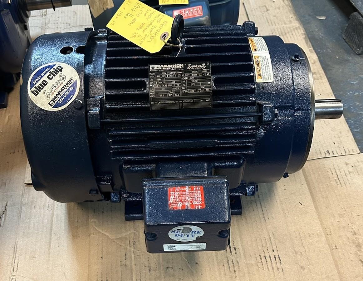 Used MARATHON ELECTRIC,8VM215TTFS4594ANL,MOTOR 5HP 460V 1170RPM 3PH 215TC FRAME