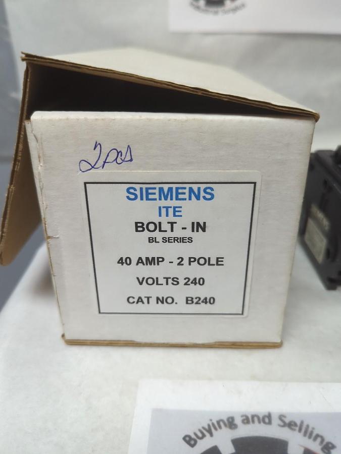 Used SIEMENS,B240,CIRCUIT BREAKER 40 AMP 2-POLE LOT OF 2 PRE-OWNED