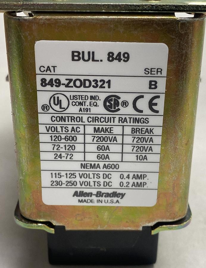 Allen Bradley,849-Z0D321,Ser. B Pneumatic Timing Relay 120V New