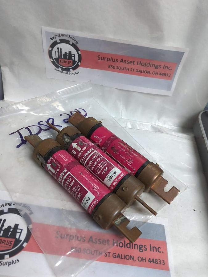 Used LITTELFUSE,IDSR200,INDICATOR 200 AMP FUSE LOT OF 3 PRE-OWNED