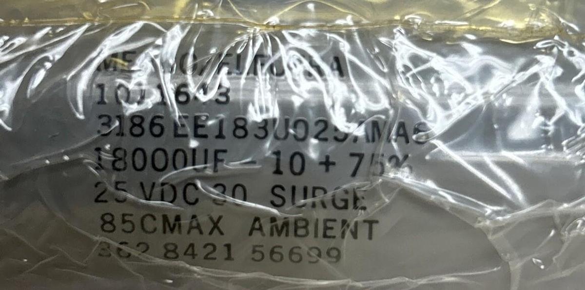 MEPCO ELECTRA,3186EE183U025AMA6,CAPACITOR 18000UF 25VDC NOS