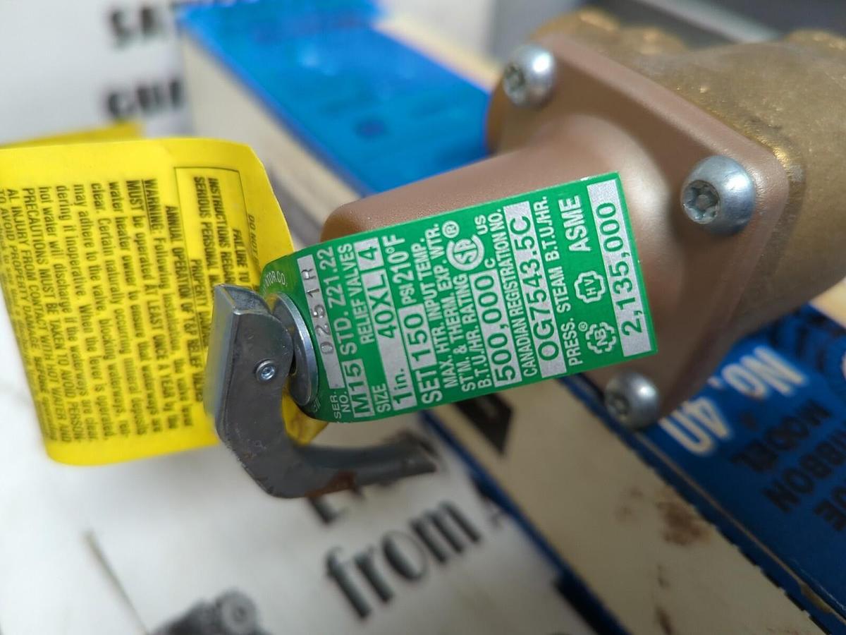 WATTS,0163725 40XL-150210,1 INCH AUTOMATIC RESEATING RELIEF VALVE 150PSI NOS