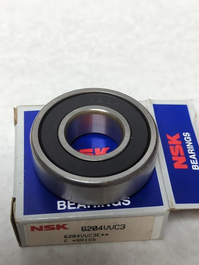 NSK,6204VVC3,DEEP GROOVE BALL BEARING DOUBLE RUBBER SEALED NOS