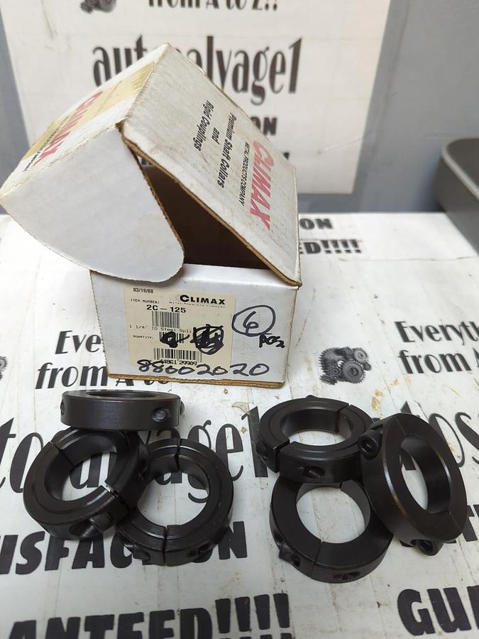 CLIMAX,2C-125 ,2-PIECE CLAMPING COLLAR 1-1/4 INCH .LOT OF 6 NOS