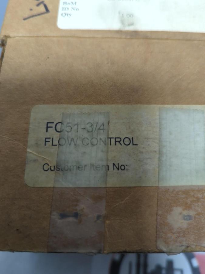 BRAND HYDRAULICS,FC51-3/4,INLINE ADJUSTABLE CONTROL VALVE NOS