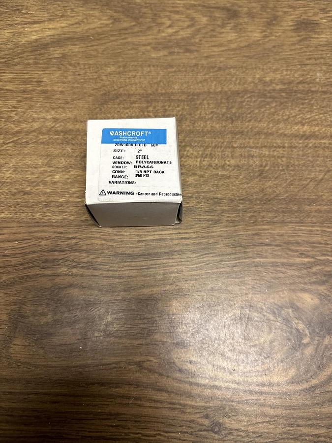 Used Ashcroft,20W1005H01B 60#,0-60 PSI 2.0" Pressure Gauge Back Mount