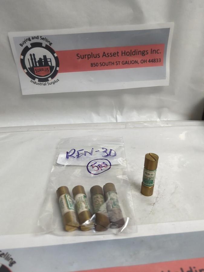 COOPER BUSSMANN,REN30,SUPER-LAG RENEWABLE 30 AMP FUSE LOT OF 5 PRE-OWNED