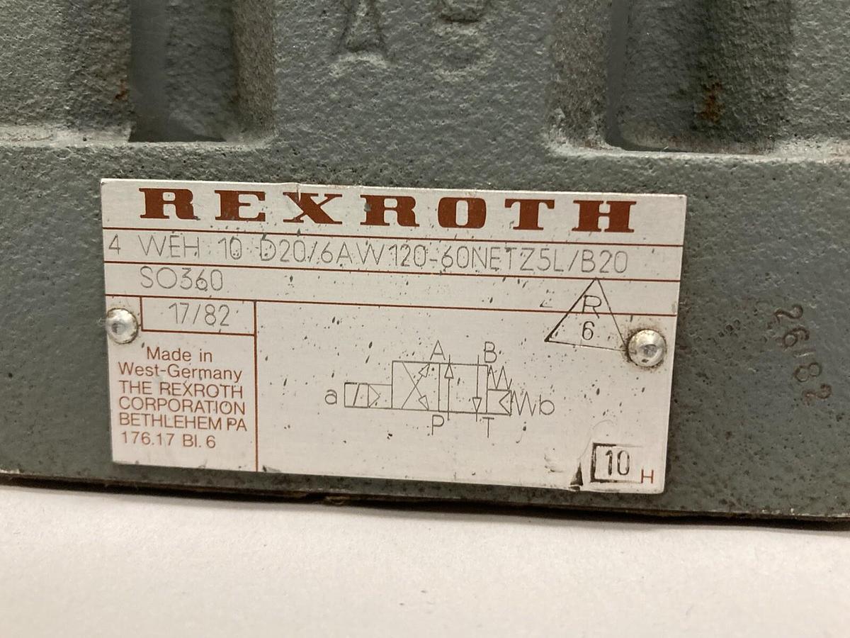 Used Rexroth Valve,4WEH10D20/6AW120-60NETZ5L/B20 w/3SE6C20/315 w120-60NZ5L,Seat Valve