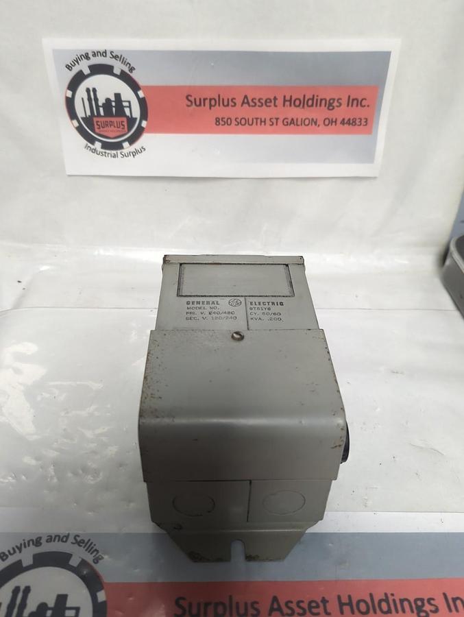 Used GENERAL ELECTRIC,9T51Y6,TRANSFORMER PRI-240/480V 50/60CY SEC 120/240V KVA .200