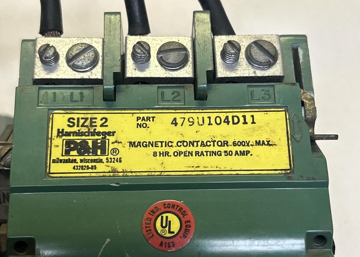 Used P&H,479U104D11,SIZE 2 MAGNETIC CONTACTOR 50A 600V