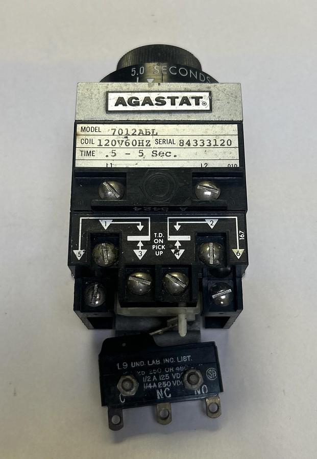 Used AGASTAT,7012ABL,TIME DELAY RELAY .5-5 SECONDS