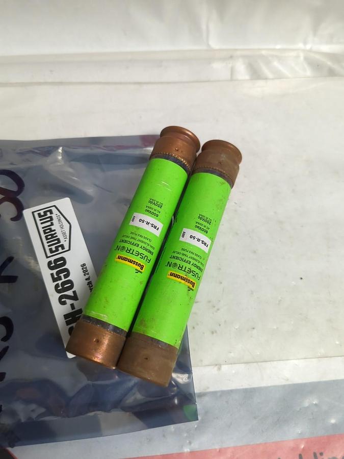 Used COOPER BUSSMANN,FRS-R-50,FUSETRON 50 AMP FUSE LOT OF 2 PRE-OWNED